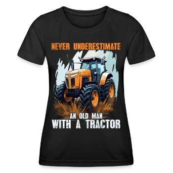 Never Underestimate Old Man Tractor Gift - Women's Functional T-Shirt - black - Front - AI Model Female 172 light (172cm)