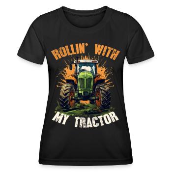 Rollin' With My Tractor Agriculture - Women's Functional T-Shirt - black - Front - AI Model Female 172 light (172cm)