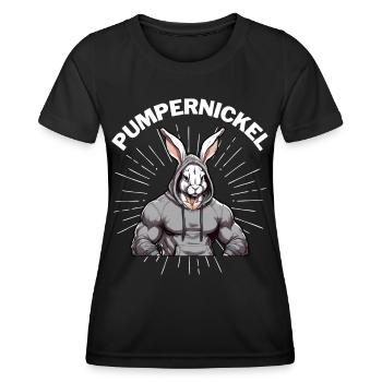Pumpernickel Bunny Powerlifting Weightlifting - Women's Functional T-Shirt - black - Front - AI Model Female 172 light (172cm)