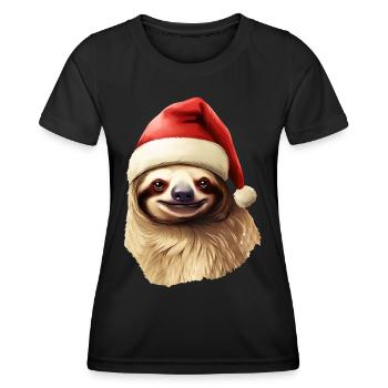 Faultier Mit Weihnachtsmütze Weihnachten Outfit - Frauen Funktions-T-Shirt - Schwarz - Vorne - AI Model Female 172 light (172cm)