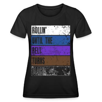 Ceinture de Jiu Jitsu Brésilien Couleurs Cadeau BJJ - T-shirt sport Femme - noir - Devant - AI Model Female 172 light (172cm)