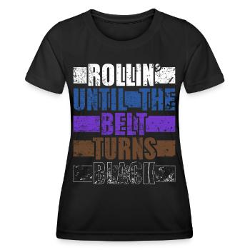 Ceinture de Jiu Jitsu Brésilien Couleurs Cadeau BJJ - T-shirt sport Femme - noir - Devant - AI Model Female 172 light (172cm)
