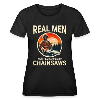 Lumberjack Woodworker Woodcutter Chainsaw Arborist - Women's Functional T-Shirt - black - Front - AI Model Female 172 light (172cm)