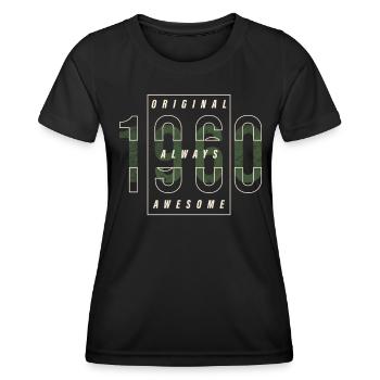 Cadeau urbain original année de naissance 1960 vintage - T-shirt sport Femme - noir - Devant - AI Model Female 172 light (172cm)