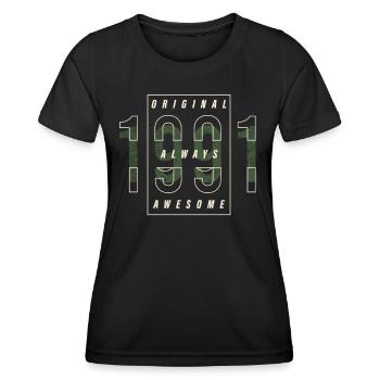Cadeau urbain original 1991 année de naissance vintage - T-shirt sport Femme - noir - Devant - AI Model Female 172 light (172cm)