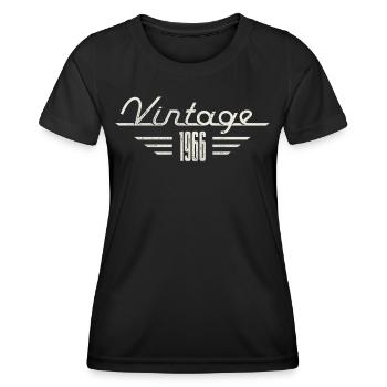 Vintage 1966 Birth Year Minimalist Birthday - Women's Functional T-Shirt - black - Front - AI Model Female 172 light (172cm)