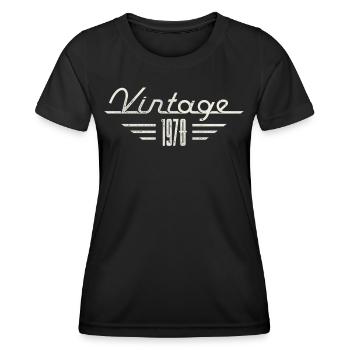 Vintage 1970 Geburtsjahr Minimalist Geburtstag - Frauen Funktions-T-Shirt - Schwarz - Vorne - AI Model Female 172 light (172cm)
