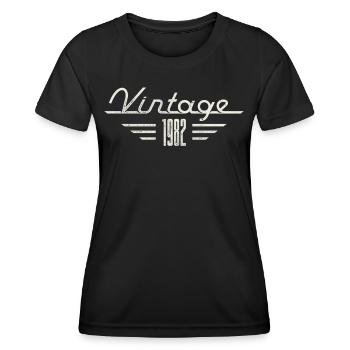 Vintage 1982 Birth Year Minimalist Birthday - Women's Functional T-Shirt - black - Front - AI Model Female 172 light (172cm)