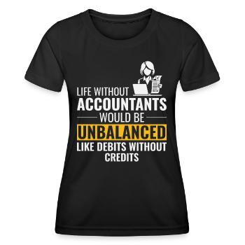 Buchhalter Buchhaltung Buchhaltung Finanzen Lustig - Frauen Funktions-T-Shirt - Schwarz - Vorne - AI Model Female 172 light (172cm)
