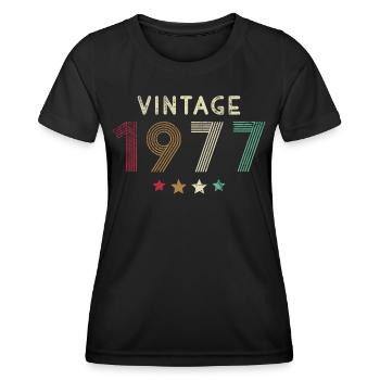 Vintage 1977 année de naissance rétro cadeau d’anniversaire - T-shirt sport Femme - noir - Devant - AI Model Female 172 light (172cm)
