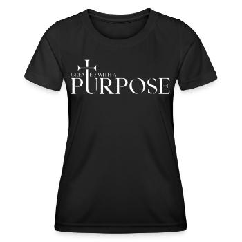 Créé dans un but Croix verset biblique Éphésiens - T-shirt sport Femme - noir - Devant - AI Model Female 172 light (172cm)