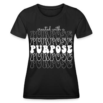 Created with a Purpose Groovy Bible Verse - Women's Functional T-Shirt - black - Front - AI Model Female 172 light (172cm)
