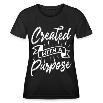 Mit Einem Zweck Geschaffen Christlicher Bibelvers - Frauen Funktions-T-Shirt - Schwarz - Vorne - AI Model Female 172 light (172cm)