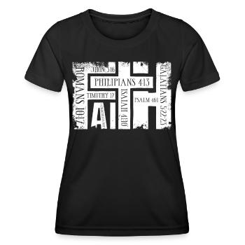 Faith Bibelverse Grunge Christliches Geschenk - Frauen Funktions-T-Shirt - Schwarz - Vorne - AI Model Female 172 light (172cm)