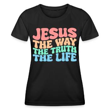 Jesus Der Weg Die Wahrheit Das Leben Groovy Christ - Frauen Funktions-T-Shirt - Schwarz - Vorne - AI Model Female 172 light (172cm)
