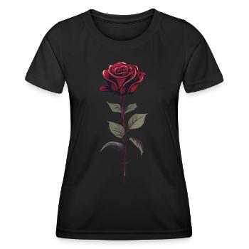 Vintage Grafik Rote Rose Ästhetik Blume Geschenk - Frauen Funktions-T-Shirt - Schwarz - Vorne - AI Model Female 172 light (172cm)