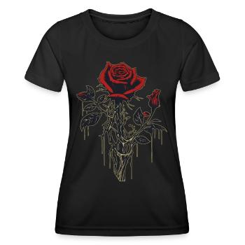 Rote Rose Vintage Grafik Ästhetik Grunge Geschenk - Frauen Funktions-T-Shirt - Schwarz - Vorne - AI Model Female 172 light (172cm)