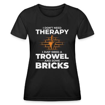 Maçon Thérapie Truelles et Briques Briqueterie Maçon - T-shirt sport Femme - noir - Devant - AI Model Female 172 light (172cm)