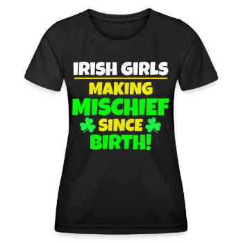 Fête de la Saint-Patrick : les filles irlandaises, fauteurs de bêtises - T-shirt sport Femme - noir - Devant - AI Model Female 172 light (172cm)