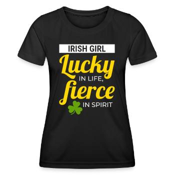 Irish Girl: Glücklicher und heftiger Humor - Frauen Funktions-T-Shirt - Schwarz - Vorne - AI Model Female 172 light (172cm)