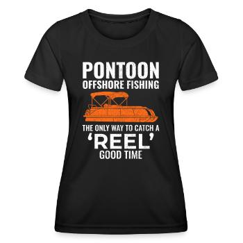 Pontonboot Motorboot Hochseefischen Lustig - Frauen Funktions-T-Shirt - Schwarz - Vorne - AI Model Female 172 light (172cm)