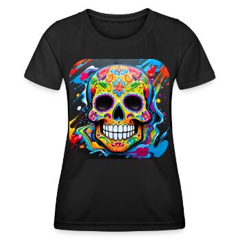 Dia de los Muertos Totenkopf - Frauen Funktions-T-Shirt - Schwarz - Vorne - AI Model Female 172 light (172cm)