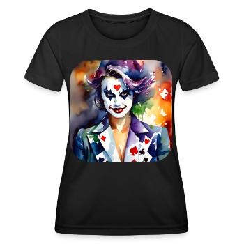 Cool Harlequin Poker Gothic Girl - Women's Functional T-Shirt - black - Front - AI Model Female 172 light (172cm)