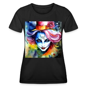 Cool Harlequin Poker Gothic Girl - Women's Functional T-Shirt - black - Front - AI Model Female 172 light (172cm)
