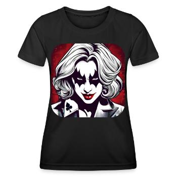 Cool Harlequin Poker Gothic Girl - Women's Functional T-Shirt - black - Front - AI Model Female 172 light (172cm)