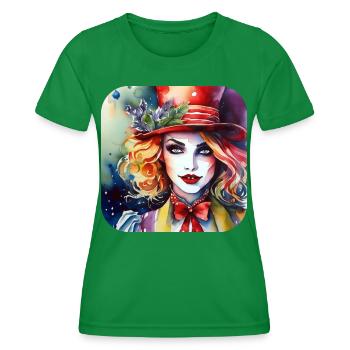 Cool Harlequin Poker Gothic Girl - Women's Functional T-Shirt - kelly green - Front - AI Model Female 172 dark (172cm)