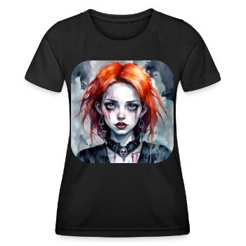 Fille punk gothique cool aux cheveux roux - T-shirt sport Femme - noir - Devant - AI Model Female 172 light (172cm)