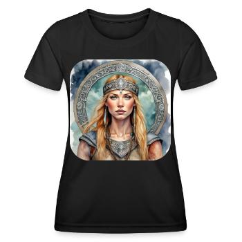 Stolze Wikingerin Germanin Schildmaid - Frauen Funktions-T-Shirt - Schwarz - Vorne - AI Model Female 172 light (172cm)