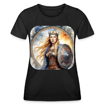 Coole stolze Wikingerin Germanin Schildmaid - Frauen Funktions-T-Shirt - Schwarz - Vorne - AI Model Female 172 light (172cm)