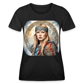 Stolze Wikingerin Germanin Schildmaid - Frauen Funktions-T-Shirt - Schwarz - Vorne - AI Model Female 172 light (172cm)