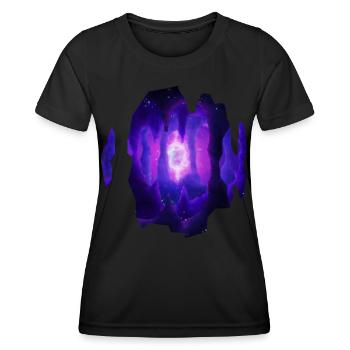 Peinture à l’aquarelle Mystic Cave - T-shirt sport Femme - noir - Devant - AI Model Female 172 light (172cm)
