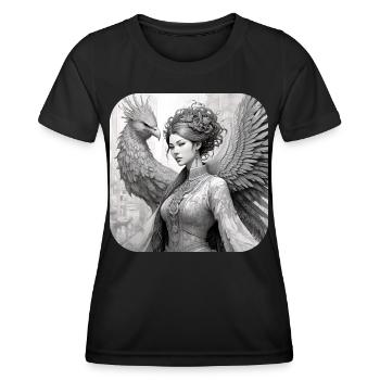 Femme Fantasy avec Phénix - T-shirt sport Femme - noir - Devant - AI Model Female 172 light (172cm)