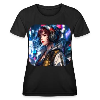 Fille Cyberpunk cool - T-shirt sport Femme - noir - Devant - AI Model Female 172 light (172cm)