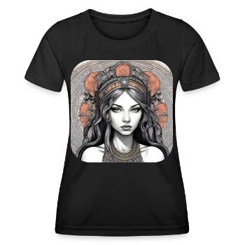 Cool gothic punk girl with red roses - Women's Functional T-Shirt - black - Front - AI Model Female 172 light (172cm)