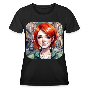 Cooles Mädchen mit roten Haaren - Frauen Funktions-T-Shirt - Schwarz - Vorne - AI Model Female 172 light (172cm)