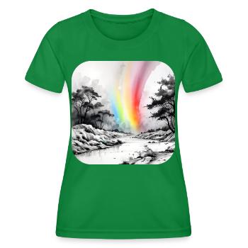 Paysage avec arc-en-ciel - T-shirt sport Femme - vert - Devant - AI Model Female 172 dark (172cm)