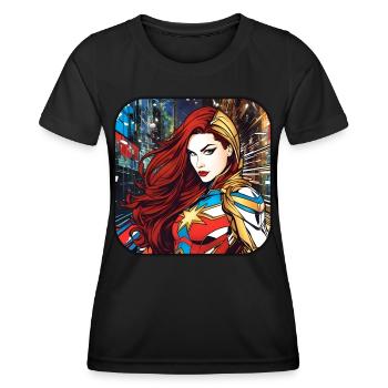 Super-héroïne fantastique cool - T-shirt sport Femme - noir - Devant - AI Model Female 172 light (172cm)