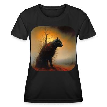 Schwarze Horror Katze - Frauen Funktions-T-Shirt - Schwarz - Vorne - AI Model Female 172 light (172cm)