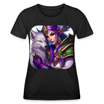 Stolze Fantasy Elfenkriegerin - Frauen Funktions-T-Shirt - Schwarz - Vorne - AI Model Female 172 light (172cm)