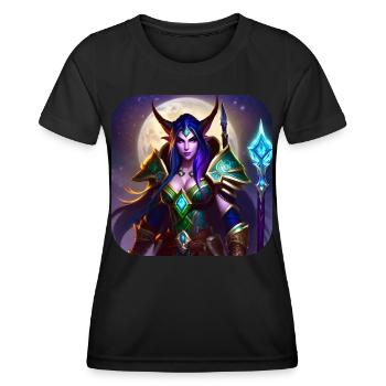 Stolze Fantasy Elfenkriegerin - Frauen Funktions-T-Shirt - Schwarz - Vorne - AI Model Female 172 light (172cm)
