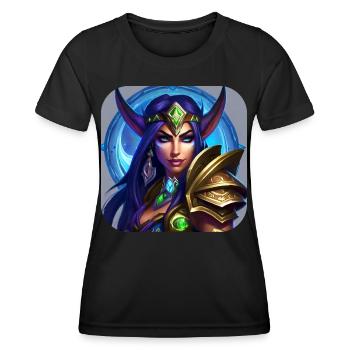 Stolze Fantasy Elfenkriegerin - Frauen Funktions-T-Shirt - Schwarz - Vorne - AI Model Female 172 light (172cm)