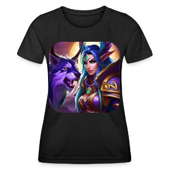 Stolze Fantasy Elfenkriegerin - Frauen Funktions-T-Shirt - Schwarz - Vorne - AI Model Female 172 light (172cm)