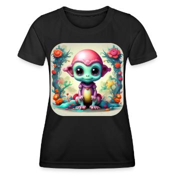 Alien mignon de science-fiction - T-shirt sport Femme - noir - Devant - AI Model Female 172 light (172cm)