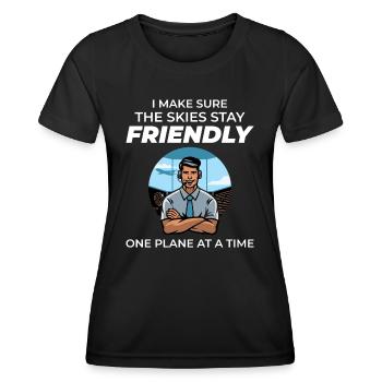 Contrôleur de la circulation aérienne ATC Aviation Humour Avion - T-shirt sport Femme - noir - Devant - AI Model Female 172 light (172cm)