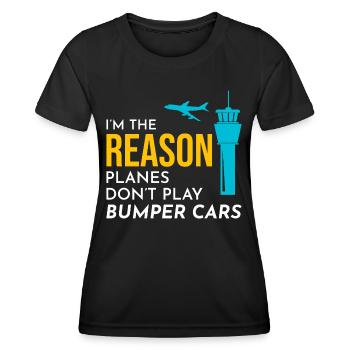 Contrôleur de la circulation aérienne ATC Aviation Humour Avion - T-shirt sport Femme - noir - Devant - AI Model Female 172 light (172cm)