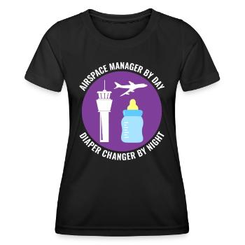 Contrôleur de la circulation aérienne ATC Aviation Humour Avion - T-shirt sport Femme - noir - Devant - AI Model Female 172 light (172cm)